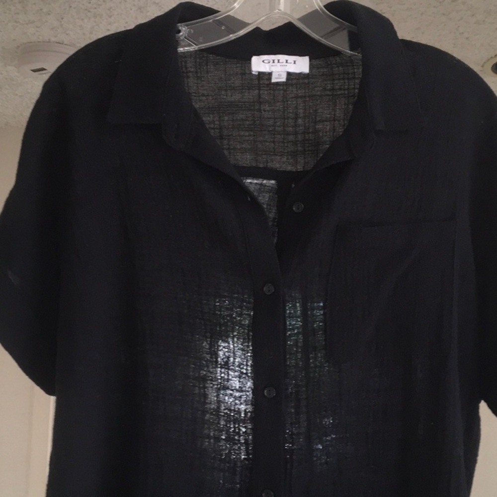 G.I.L.I./BLACK-GUAZE BUTTON DOWN FRONT SHIRT - Picture 6 of 16